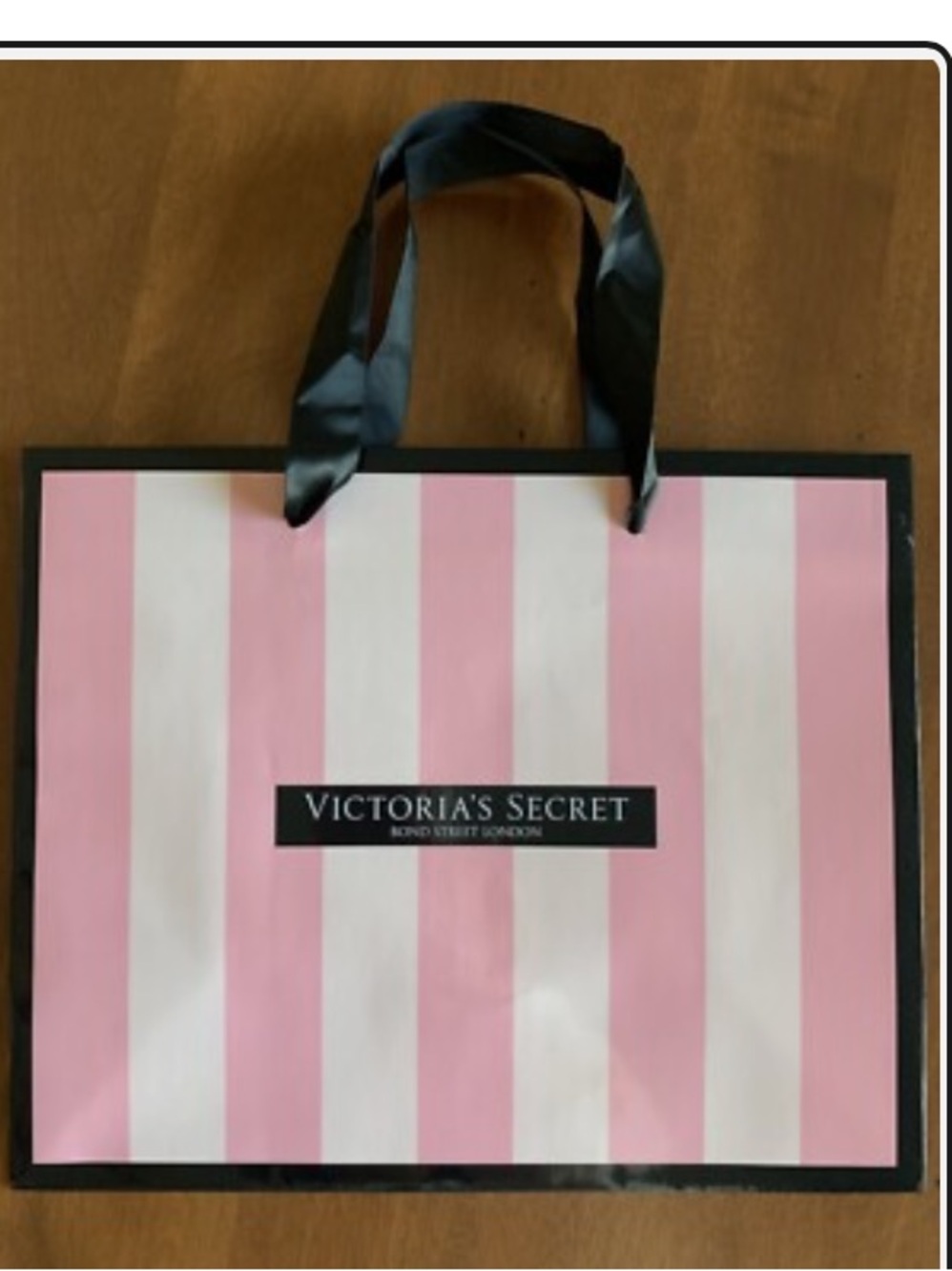 VICTORIA’S SECRET BOND STREET LONDON pink striped Gift Bag 11x9x5”